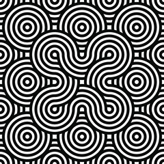 Fototapeta na wymiar Black and white geometric impossible pattern background. Abstract line art. Vector for greeting cards, cover, flyer, wallpaper, fabric print, design creative object. Ornament design, repeating tiles