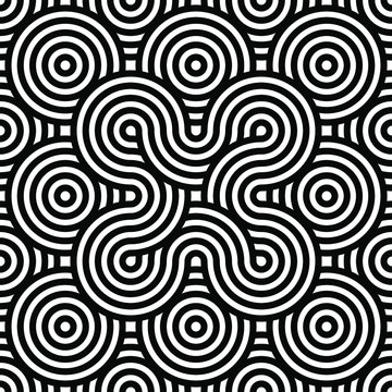 Black and white geometric impossible pattern background. Abstract line art. Vector for greeting cards, cover, flyer, wallpaper, fabric print, design creative object. Ornament design, repeating tiles