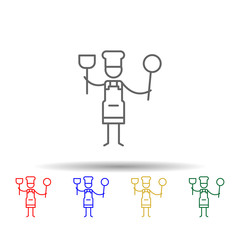 Chef, spoons, restaurant multi color style icon. Simple thin line, outline vector of Restaurant icons for ui and ux, website or mobile application