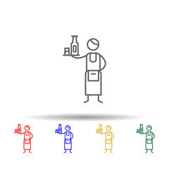 Waiter, drink, restaurant multi color style icon. Simple thin line, outline vector of Restaurant icons for ui and ux, website or mobile application
