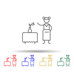 Table reservation, waitress multi color style icon. Simple thin line, outline vector of Restaurant icons for ui and ux, website or mobile application