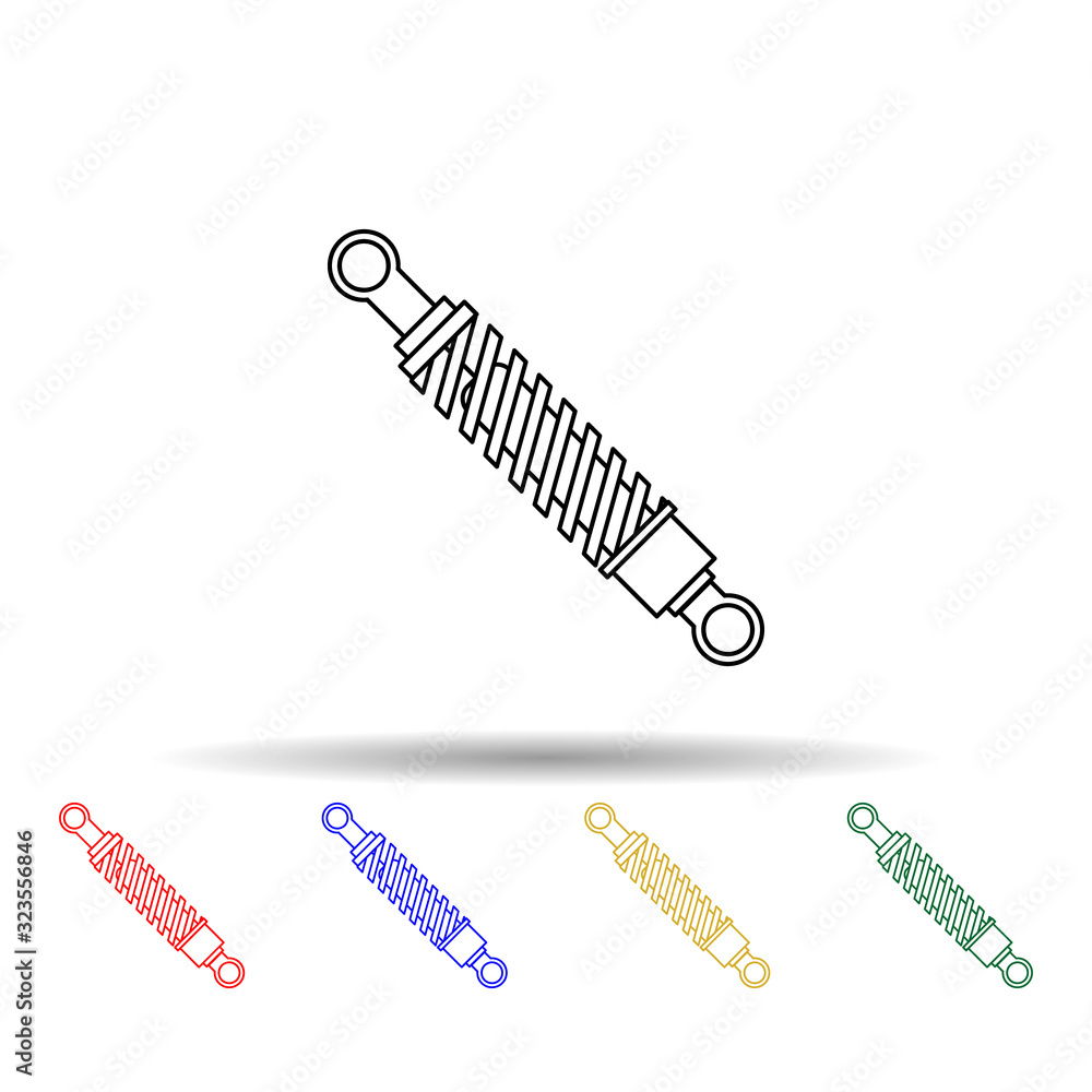 Poster shock absorbers multi color style icon. simple thin line, outline vector of bigfoot car icons for ui