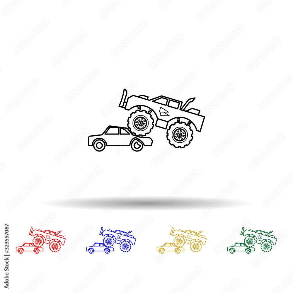 Poster motorcycle multi color style icon. simple thin line, outline vector of bigfoot car icons for ui and 