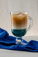 Anchan Butterfly Pea with coffee and milk. Anchan latte