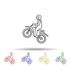 Fototapeta na wymiar The rider raises the wheel multi color style icon. Simple thin line, outline vector of bigfoot car icons for ui and ux, website or mobile application