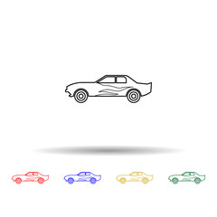 Drug racing car multi color style icon. Simple thin line, outline vector of bigfoot car icons for ui and ux, website or mobile application