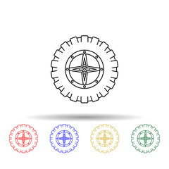 Bigfoot tire multi color style icon. Simple thin line, outline vector of bigfoot car icons for ui and ux, website or mobile application