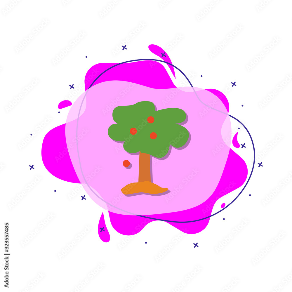 Poster apple tree colored icon. simple color vector of education icons for ui and ux, website or mobile app