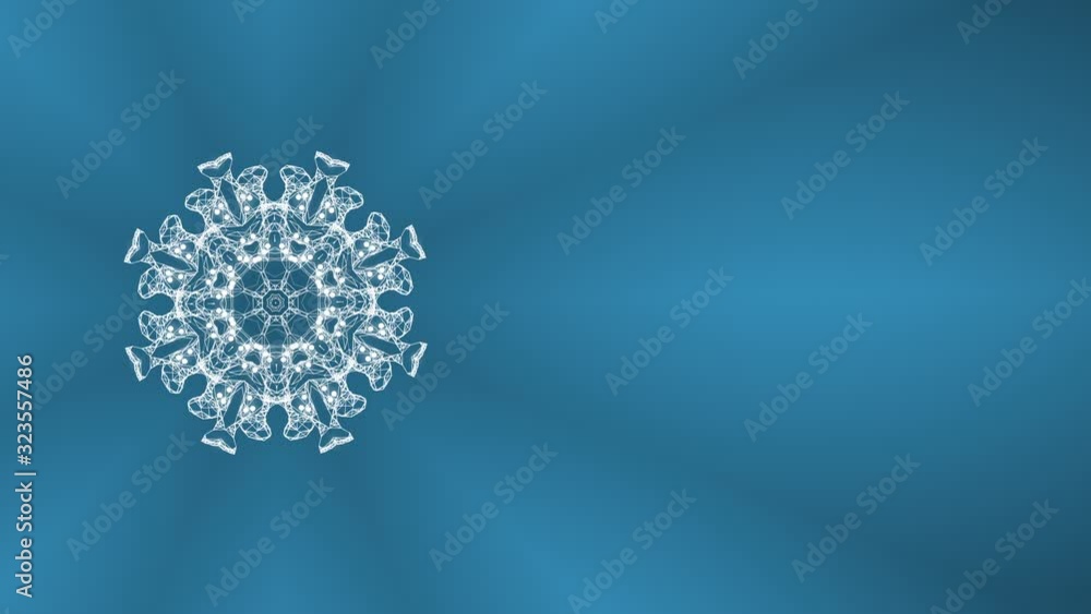 Poster looped seamless footage of abstract circular cluster of particles performing different kaleidoscopic