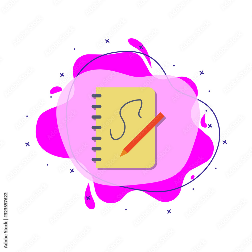 Poster pen and notebook colored icon. simple color vector of education icons for ui and ux, website or mobi