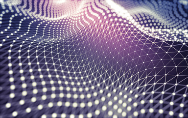 Abstract background. Molecules technology with polygonal shapes, connecting dots and lines. Connection structure. Big data visualization.