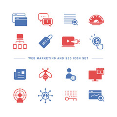 WEB MARKETING AND SEO ICON SET