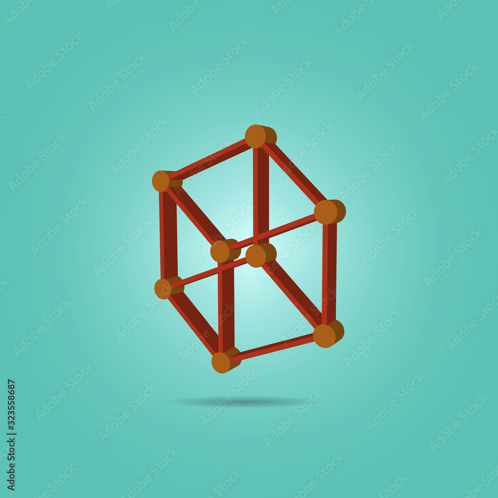 Poster connected lines in a cube isometric icon. simple color vector of science icons for ui and ux, websit
