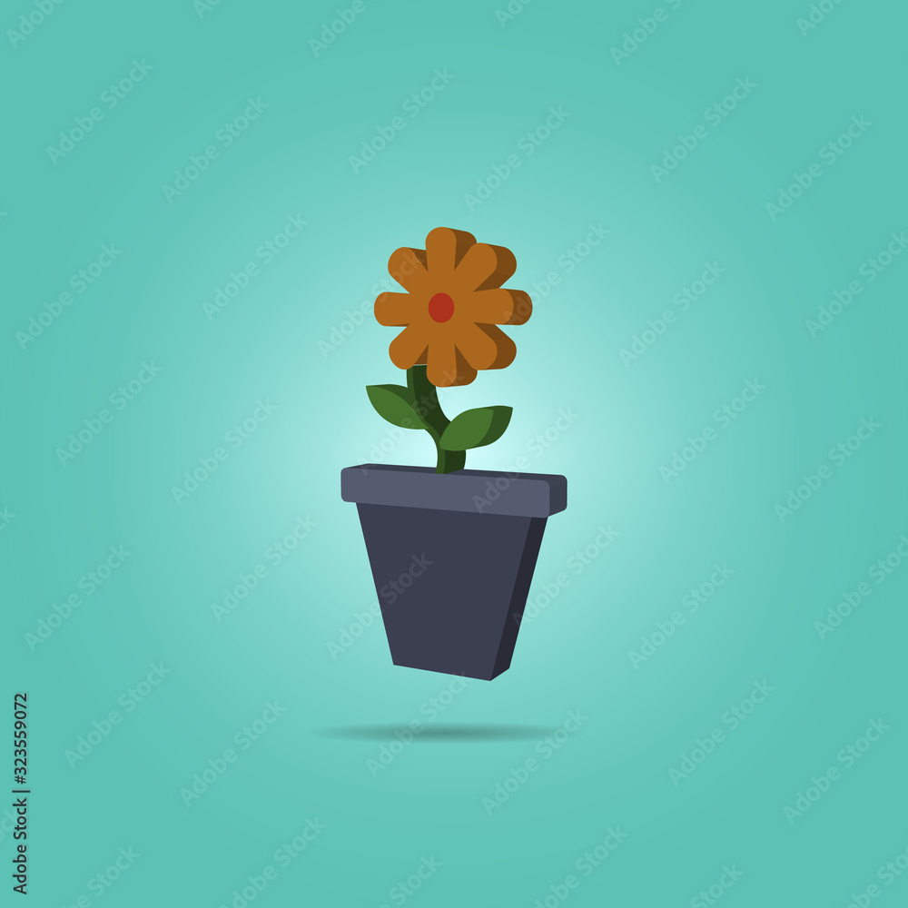 Poster flower in a pot isometric icon. simple color vector of science icons for ui and ux, website or mobil