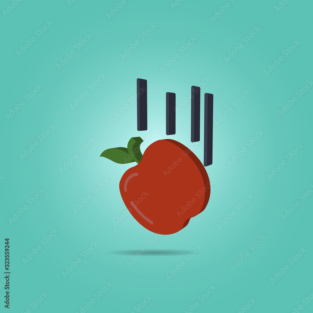 Poster falling apple isometric icon. simple color vector of science icons for ui and ux, website or mobile 