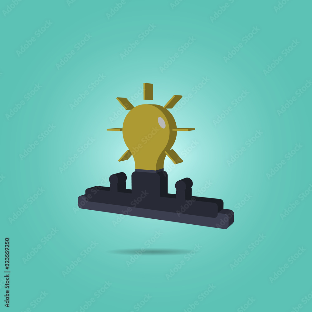 Poster a burning light bulb isometric icon. simple color vector of science icons for ui and ux, website or 