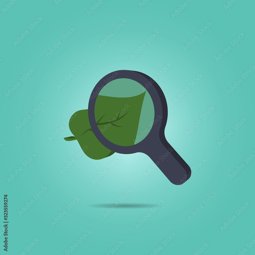 Aufkleber to look at a leaf of a tree in a magnifying glass isometric icon. simple color vector of science ico