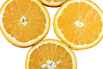slices of orange isolated on white background