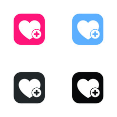 Favorites icon with plus symbol. Favorite icon, heart add plus sign, bookmark symbol, button