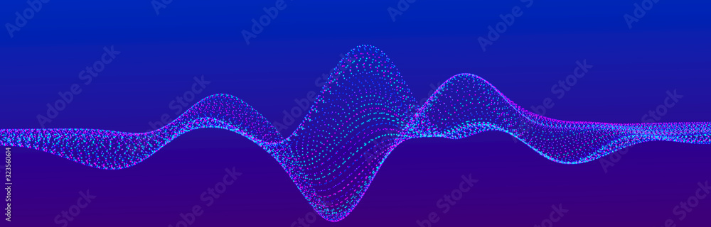 Poster sound wave element. abstract blue digital equalizer. big data visualization. dynamic light flow. 3d 