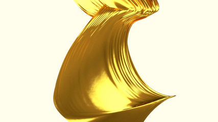 Luxury elegant golden smooth background. Yellow abstract splash line. 3d illustration, 3d rendering.