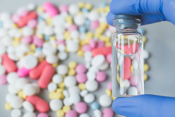 Insulin syringe and pills