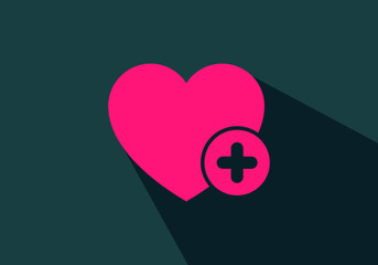 Favorites icon with plus symbol. Favorite icon, heart add plus sign, bookmark symbol, button