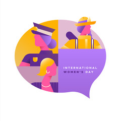 Women's day card of social diverse women