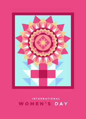 Women's day pink flower geometric mosaic symbol