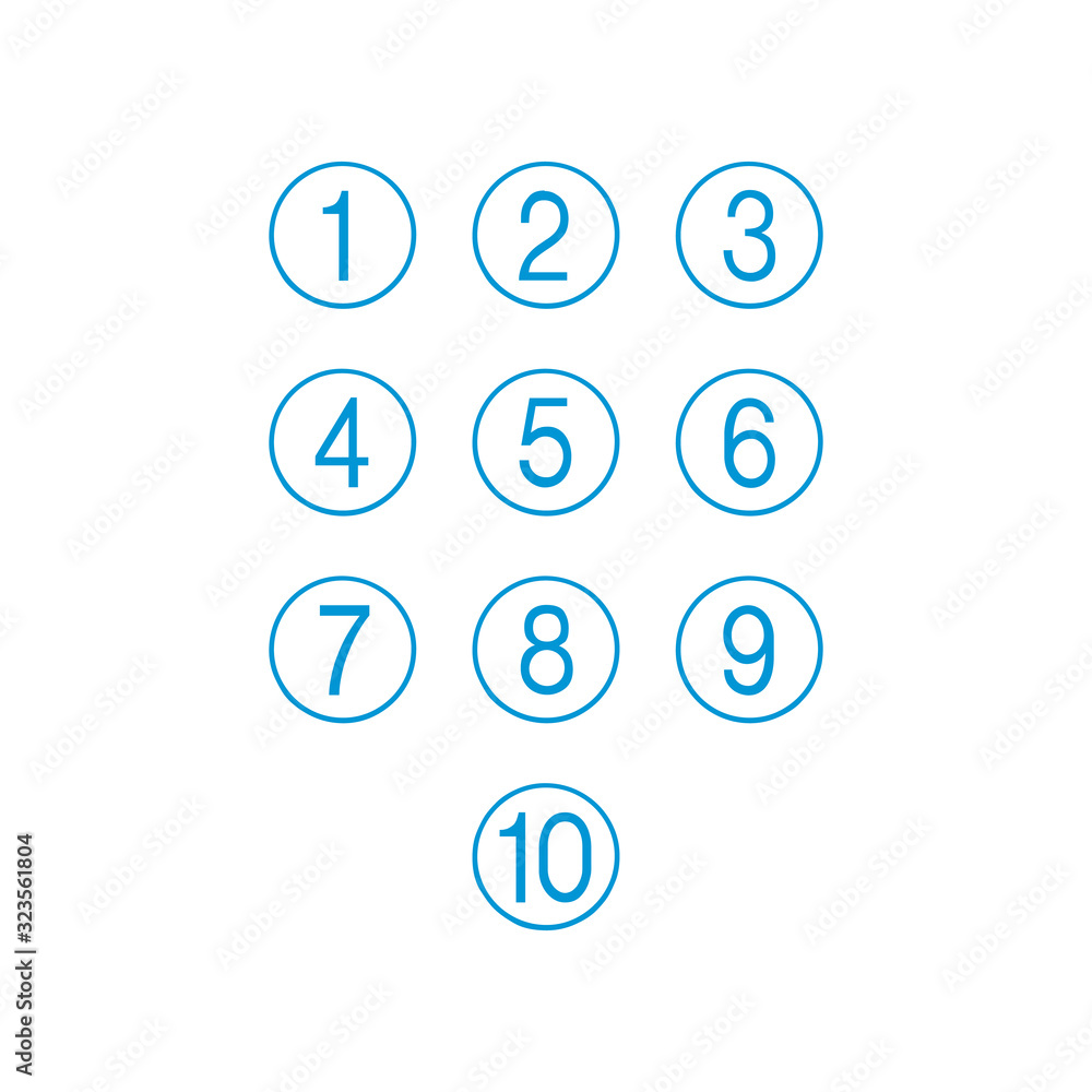 Aufkleber keypad number set, numbers in circles. code or passcode to enter or unlock. stock vector illustratio