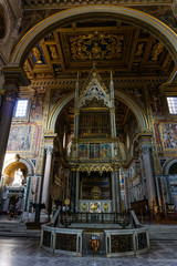 Fototapeta na wymiar Gorgeous Decorated Roman Catholic Church Scene in Rome Italy