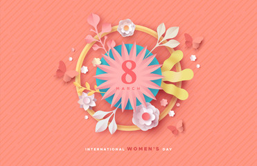 Women's day 8 march papercut 3d flower card