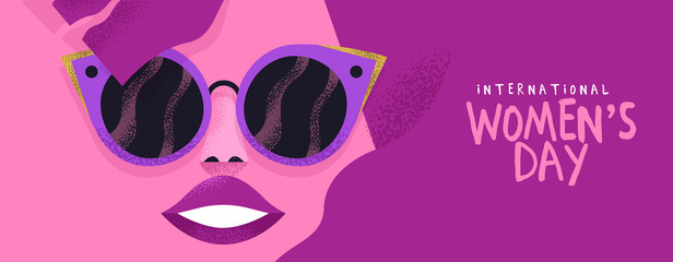 Women's day banner of pink fashion woman