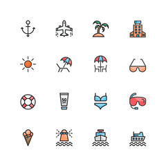 beach icons set vector illustration