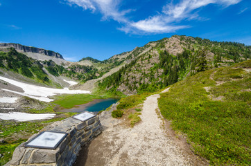 Fragment of Bagley Lakes Trail at Mount Baker Park in Washington, USA