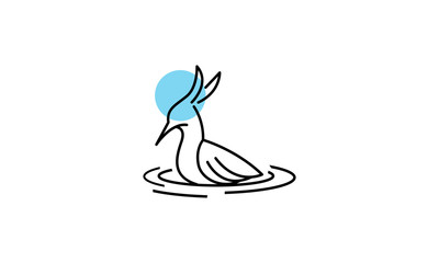 Bird Bath Outline Logo Design