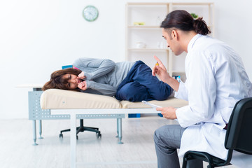 Mentally ill woman patient during doctor visit