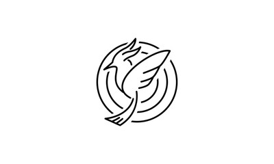 Bird Circle Outline Logo Design
