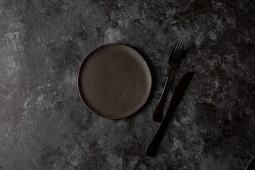 plate on black background