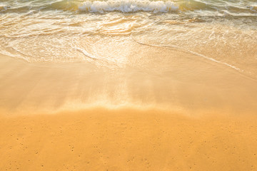 Beautiful beach and tropical sea. Sand and water vacation background.