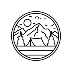 simple logo badge mountain design, for t-shirt prints, patches, emblems, posters, badges and labels and other uses