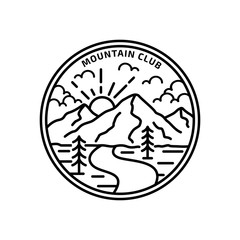 Fototapeta premium simple logo badge mountain design, for t-shirt prints, patches, emblems, posters, badges and labels and other uses