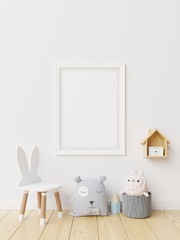 Poster mockup in child room interior.