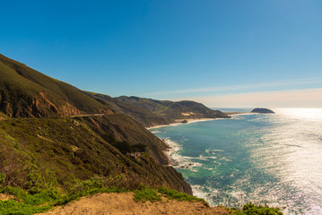 Scenic view of the wilderness nature of the Big Sur, California