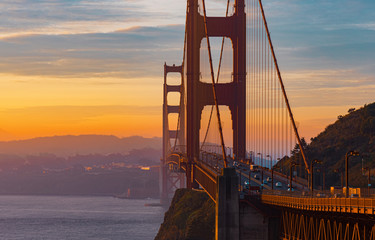 View of the Golden Gate Bridge in the morning light