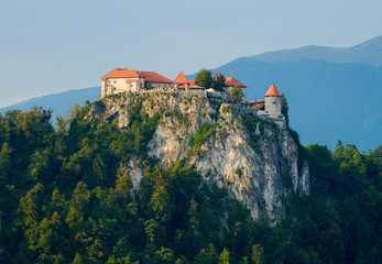 Fototapeta na wymiar Bled Castle is a medieval castle built on a rock above the city of Bled in Slovenia,