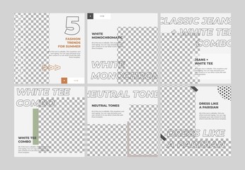 Set of Fashion instagram post frame social media template