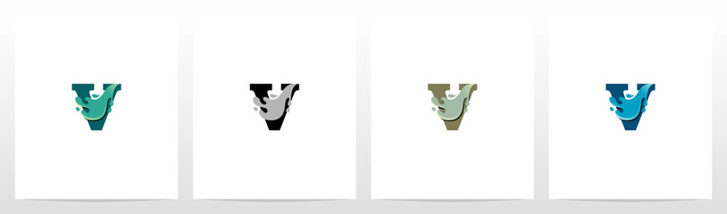 Water Coming Out From Letter Logo Design V