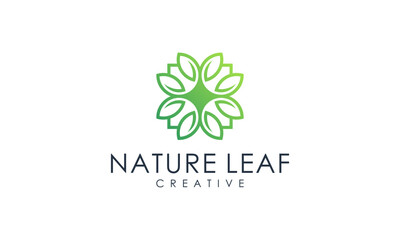 Monogram leaf interior logo illustration