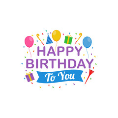 Happy Birthday Text Logo Vector Design